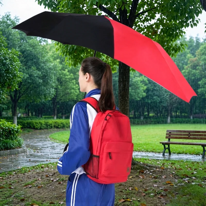 Extra Long Folding Umbrella 9 Rib One Button Open Close Water Repellent Canopy for Backpack Electric Bike Travel 긴 우산