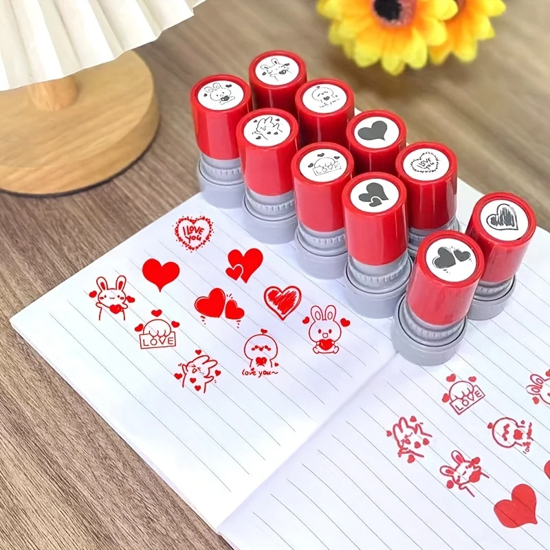 LOVE Heart Rabbit Stamp Reward Stamp Heart Journal Teacher Homework Grading Evaluation Stamp