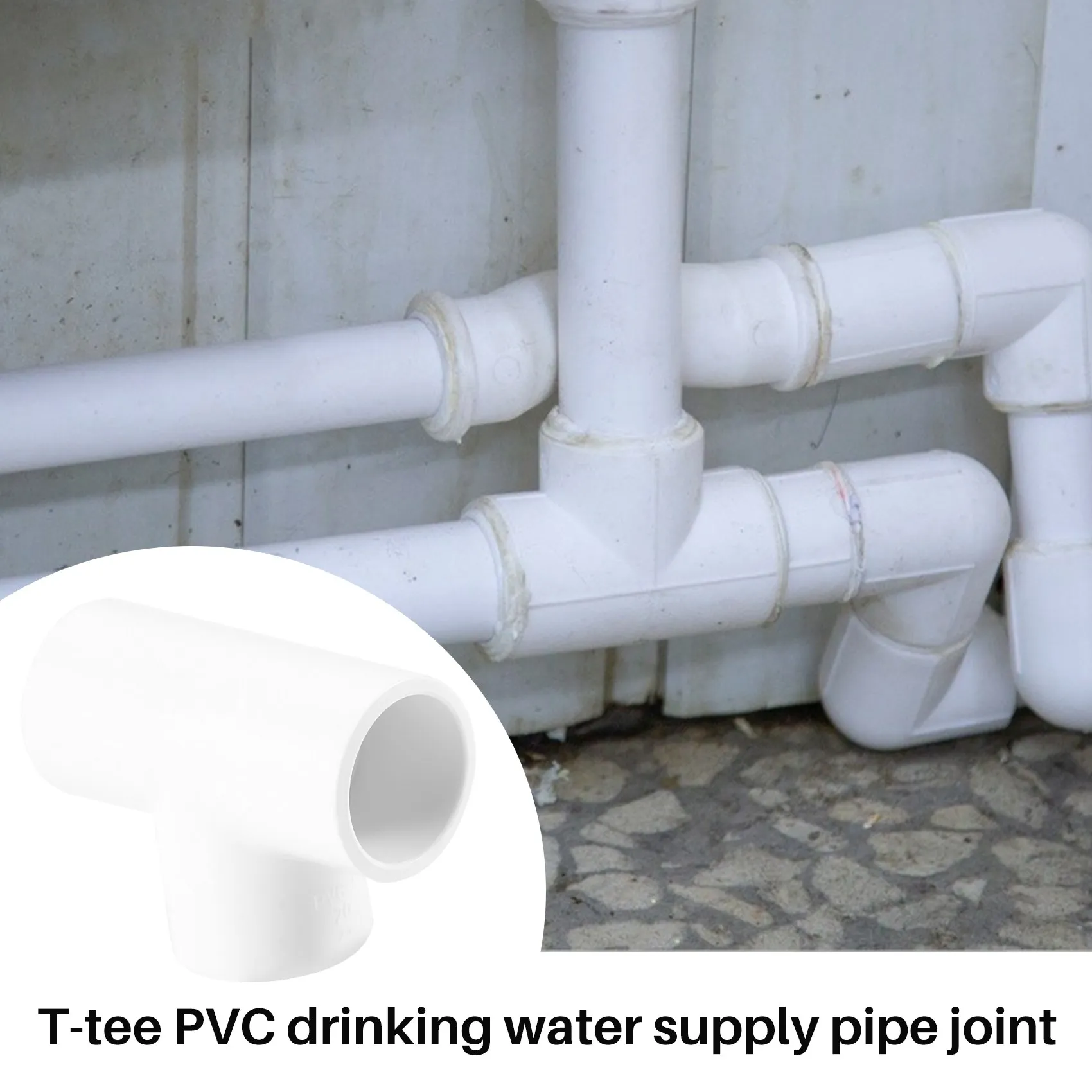 Conectores adaptadores de tubo de tubería de agua de 3 vías en T de PVC de 20mm blanco 5 uds