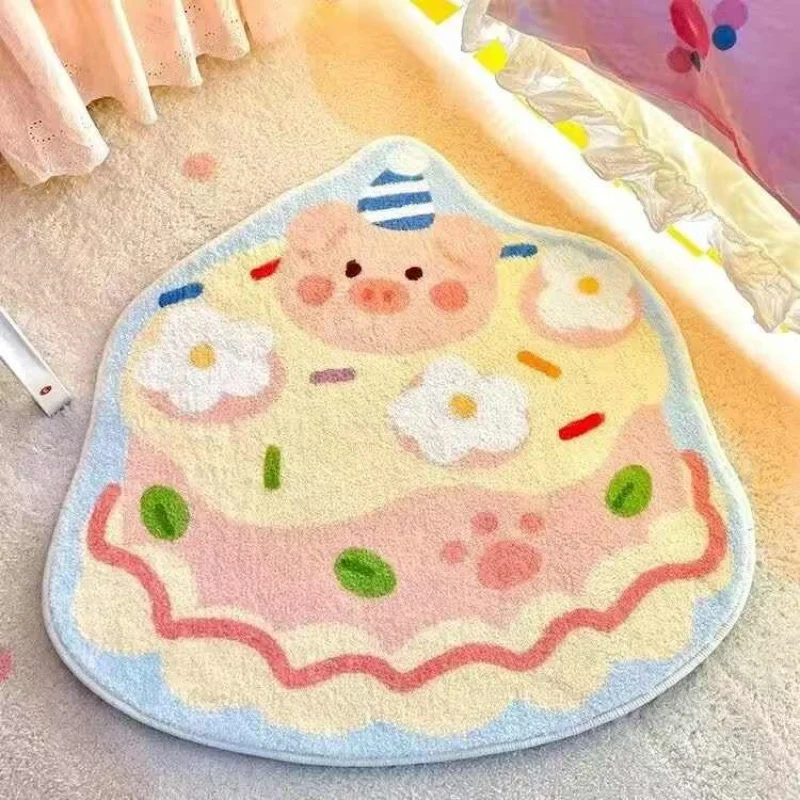 

Girl's Home Bedroom Bedside Decoration Carpet Cute Cartoon Door Mat Thickened Imitation Cashmere Absorbent Bathroom Mat