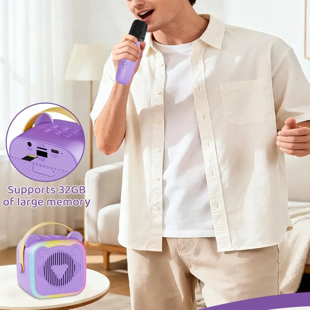 

Portable Mini Karaoke Machine 3.5mm Earphone HIFI Surround Mini Bluetooth Audio USB Charging Bluetooth 5.3