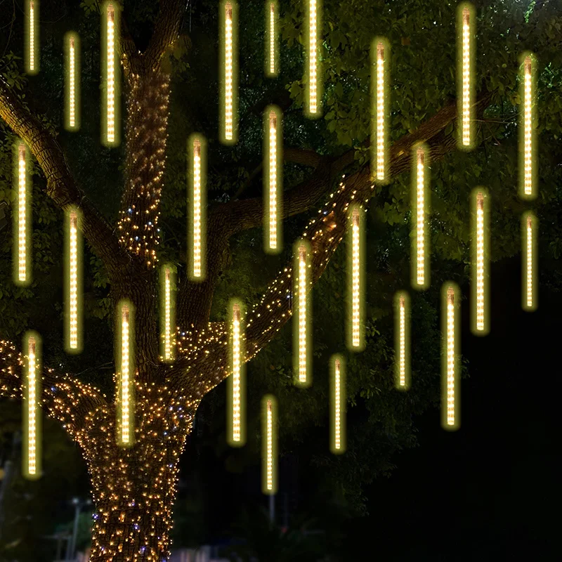 LED Meteor Shower String Lights AA Battery Powered Christmas Street Light Decor House Eave Indoor Wedding Scene Party Garden