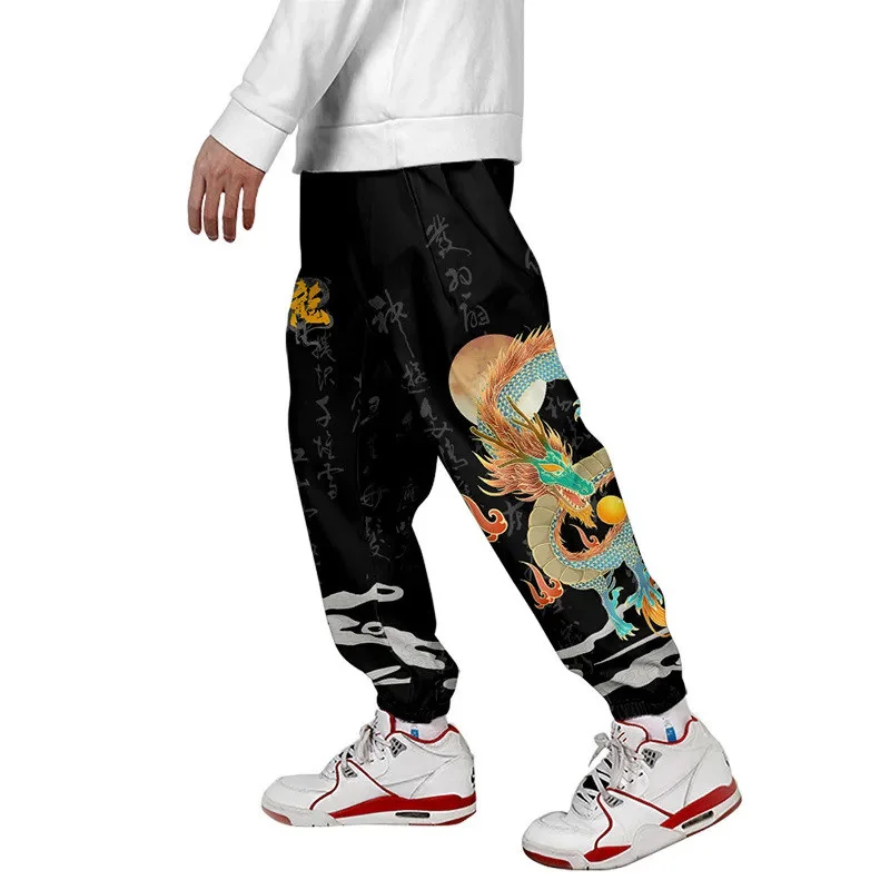 3D chinesische Drachen Harem Hosen Männer Jogger Jogging hose japanische Streetwear Männer Hosen Hosen Arbeit Herren Hosen