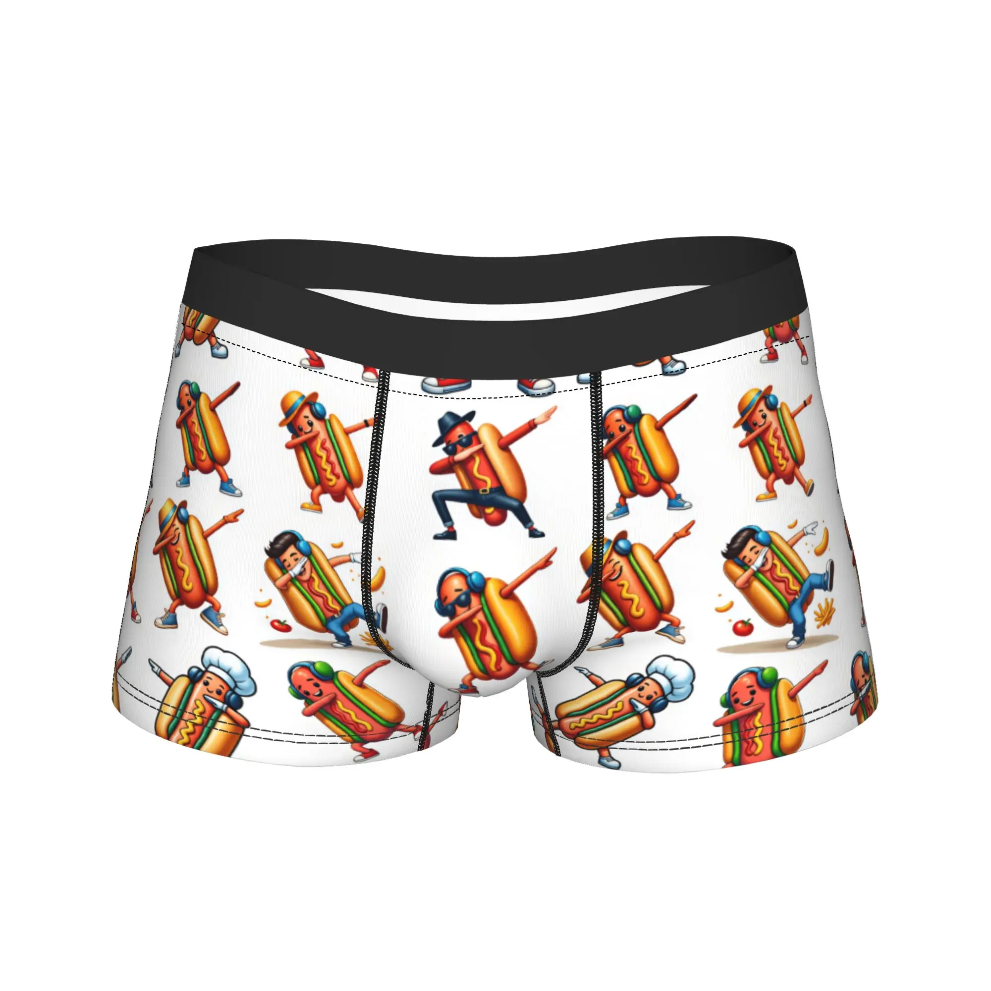 Dabbing Hot Dog Cartoon Character Pack Underwear  Custom DIY Boxershorts Quality Male Panties Classic Boxer Brief Gift