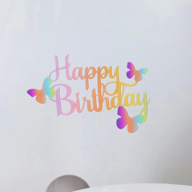 Neuer Einfacher Happy Birthday Cake Topper Dekoration Gold Acryl Kuchenflagge für Geburtstagsparty Kuchendekoration Süße Dessert-Verzierung – Detail 15