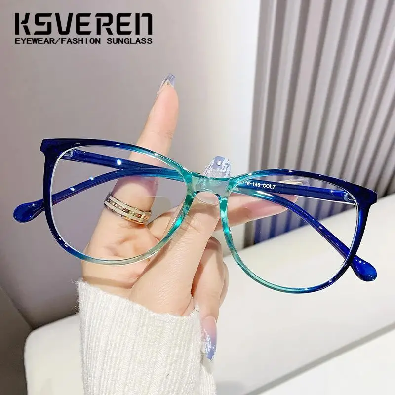 KSVEREN Anti Blue Lightแว่นตาผู้ชายVINTAGEรอบแว่นตาผู้หญิงแฟชั่นแว่นตาPresbyopicกรอบ