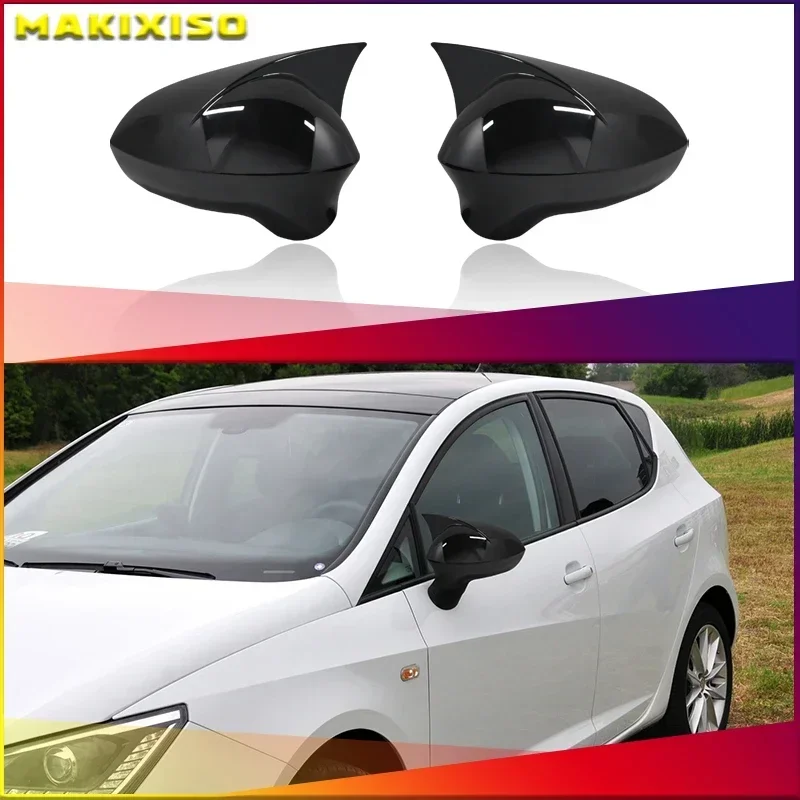 Cubierta de repuesto para espejo retrovisor lateral de coche, 2 piezas, para Seat Ibiza 2008, 2009, 2010, 2011, 2012, 2013, 2014, 2015, 2016, 2017, Cas
