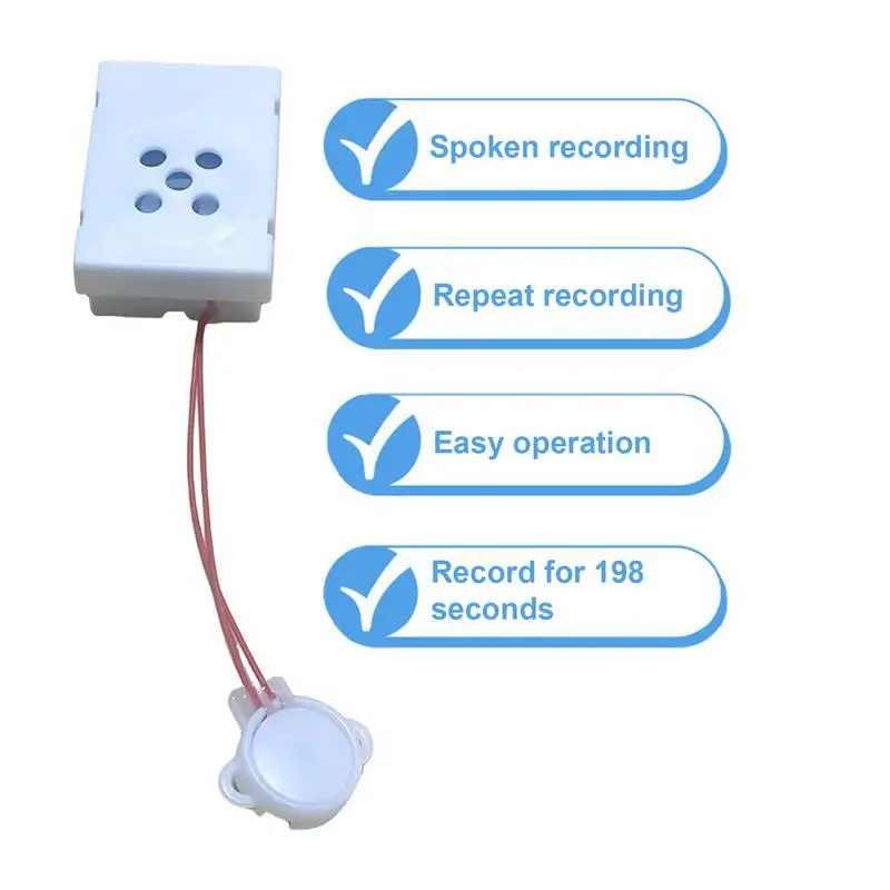 198 Seconds Voice Box For Stuffed Animal Recordable Sound Module Plush Toy Voice Message Recorder DIY Sound Recording Device
