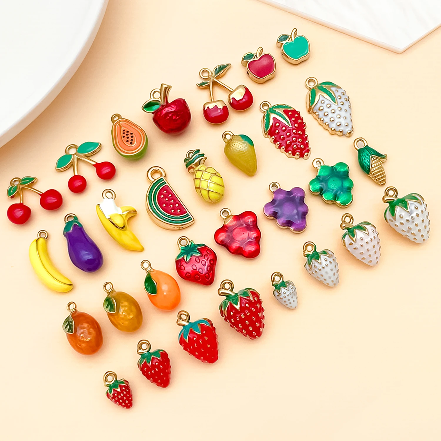2pcs Stainless Steel Enamel 3D Fruit Pendant Jewelry Making DIY Earrings Charms for Jewelry Bracelets Necklace