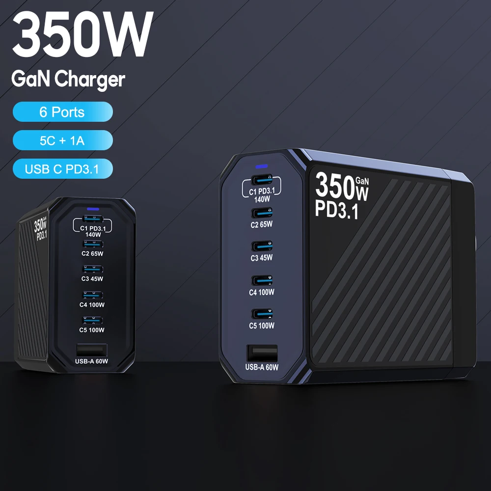 chargeur-mural-usb-c-350w-a-6-ports-gan-type-c-charge-rapide-pd-31-140w-pps-pour-macbook-pro-iphone-17-16-15-tablette-samsung