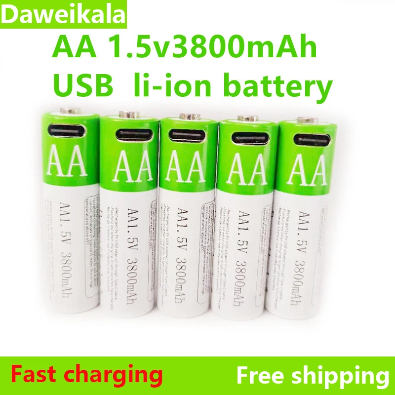 2023 Fast Charging 1.5 V Rechargeable Battery AA 3800 MAH Lithium Battery Replacement LED Flashlight, Camera, Keyboard and Mouse