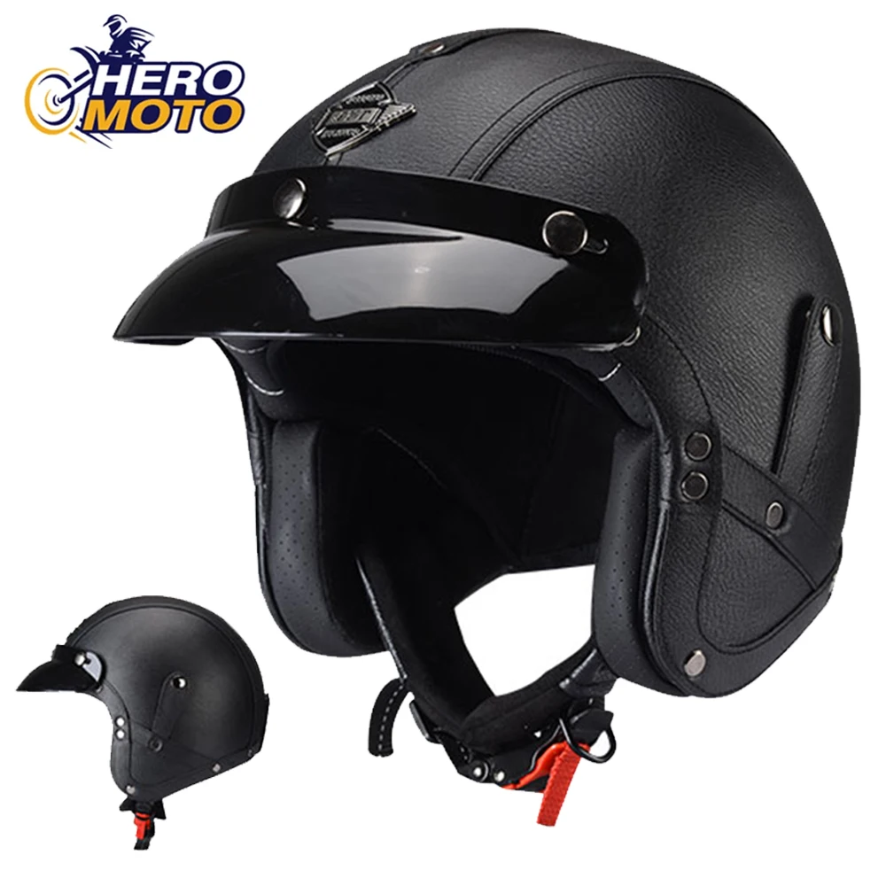 

Motorcycle Helmet 3/4 Open Face Helmet Retro Helmet Vintage Moto Helmet Half Face For Four Seasons Summer Helmets Breathable