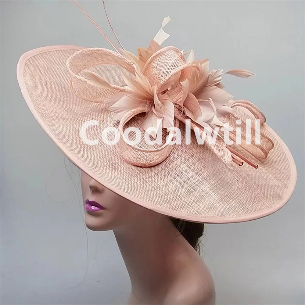 Grand Chapeau Fascinateur Derby pour Femme, Plume, Royal Ascot, ixde Mariage, Pièce de Sauna, Fleur, Église