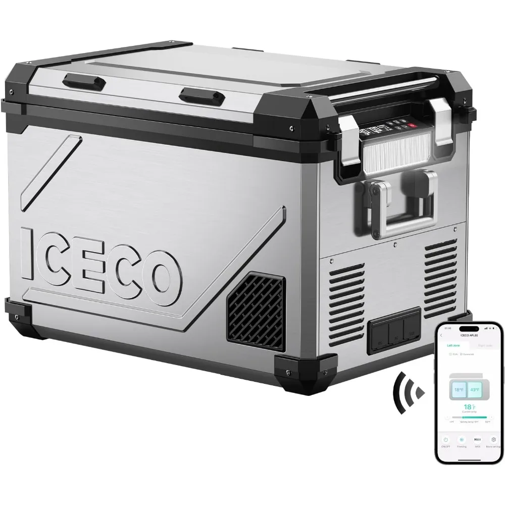 Dual Zone Portable Refrigerator Bluetooth Controlled, refrigerator with Compressor,for Truck, Car and Home, -4℉~68℉(Silver)