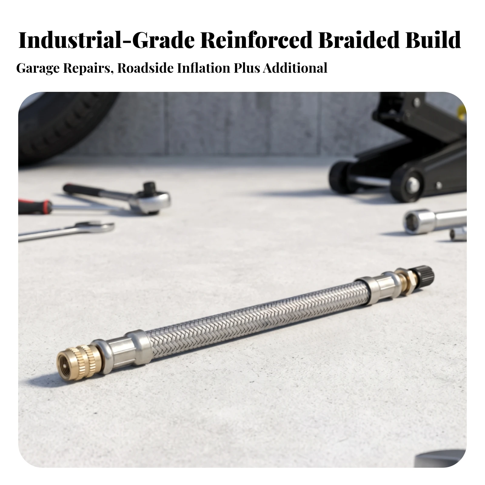 Tire Inflation Hose with Brass Connector Flexible Inflation Extension Hose Long-Lasting Compact for Roadside Repairs, Garage