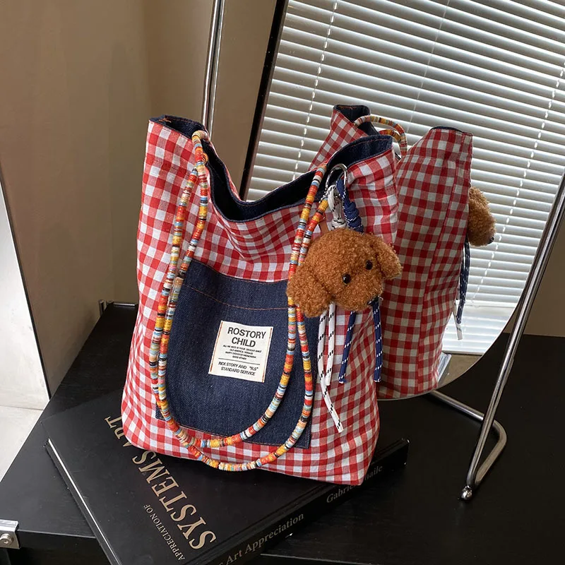 

small bag retro denim dual purpose double sided single shoulder backpack large-capacity casual fashionable commuting tote bag