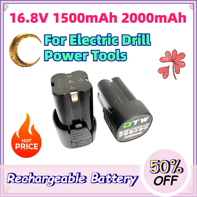 16.8V 1500mAh 2000mAh Li ion Battery for Electric Drill Power Tools Screwdriver Hand Drill Compatible with 18V System