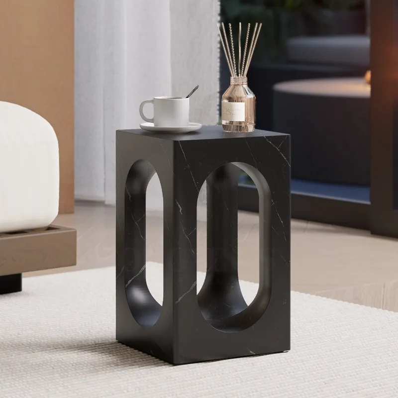 xx-Nordic Style Minimalist Metal Effect Side Table with Oval Cutout, Square Accent End Table for Living Room & Entryway*