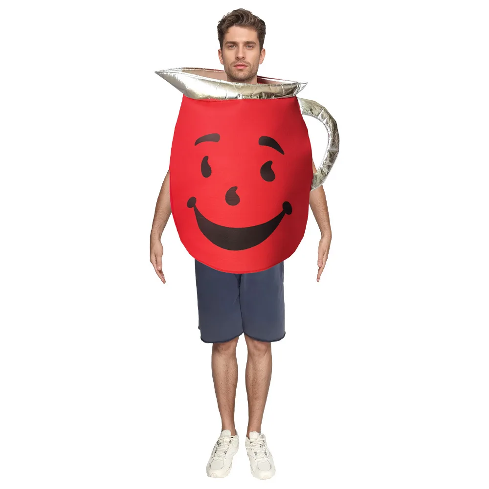 Herren Rote Teekanne Kostüm Damen Getränk Party Purim Cosplay Erwachsenen-Kostüm für Karneval und Halloween – Detail 1