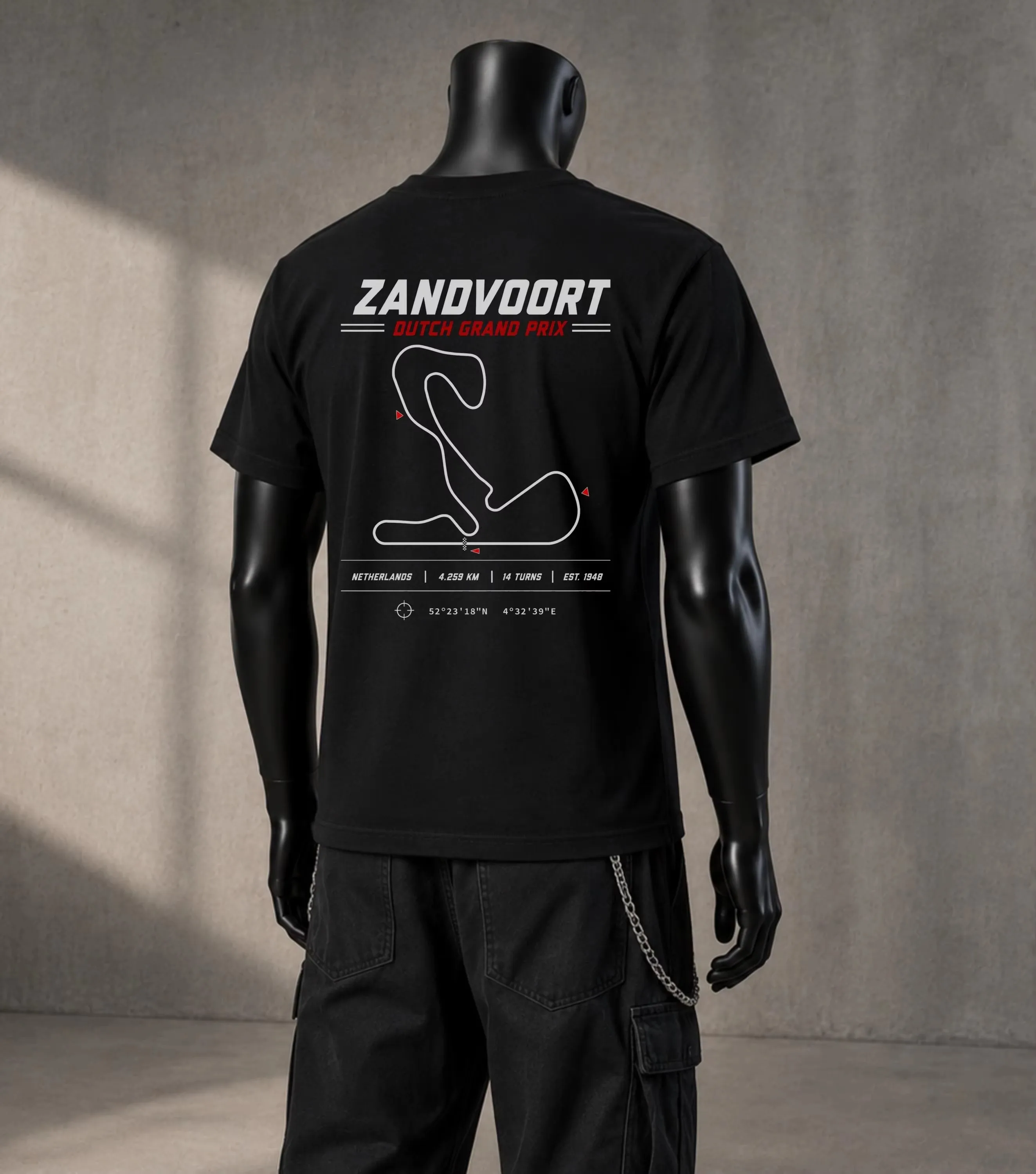 2026 new Men Crew Neck Short Sleeve T-shirt, Racing Track Style Graphic Tee, Casual Black Summer Tops
