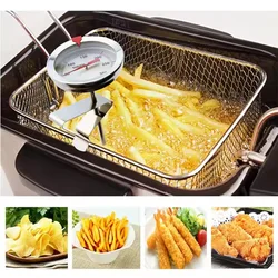 Stainless Steel Deep Fry Thermometer 0-300°C with Clip – For Frying French Fries, Chicken, Fish, Oil Temp Control