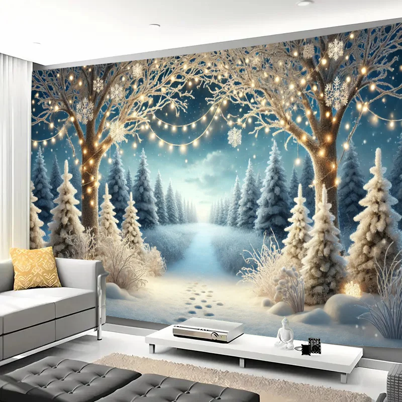 Christmas Tapestry Winter Wonderland Snow Scene Decorative Wall Hanging Living Room Bedroom Office Party Decor Tapestry