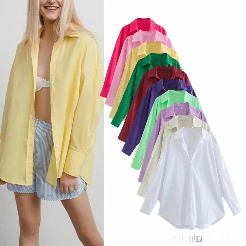 Loose Summer Silk Shirt Women's Fashionable Long Sleeve Turn-down Collar  Color Shirt Casual Style Regular Sleeve Length