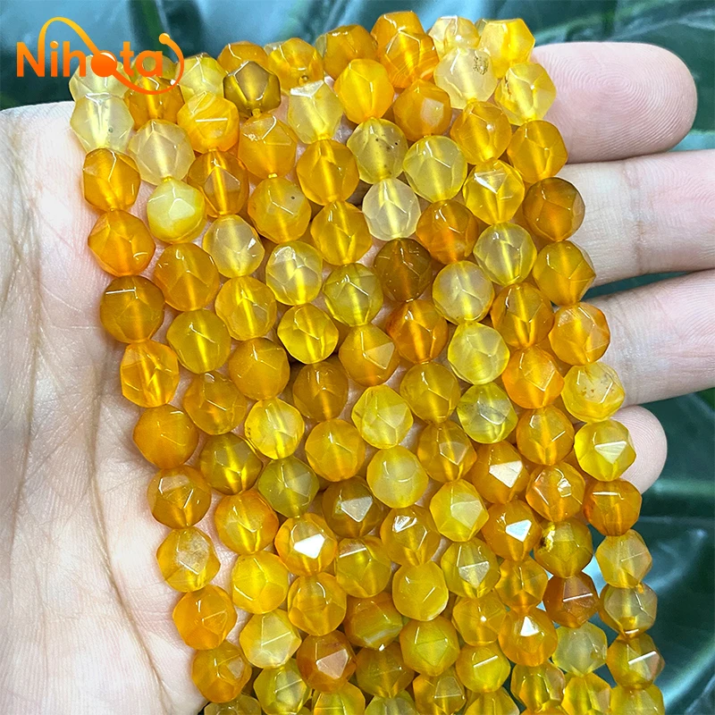 Natural Faceted Orange Agates Beads Loose Spacer Making Jewelry Stone Beads for Diy Charms Bracelet Accessories 15\