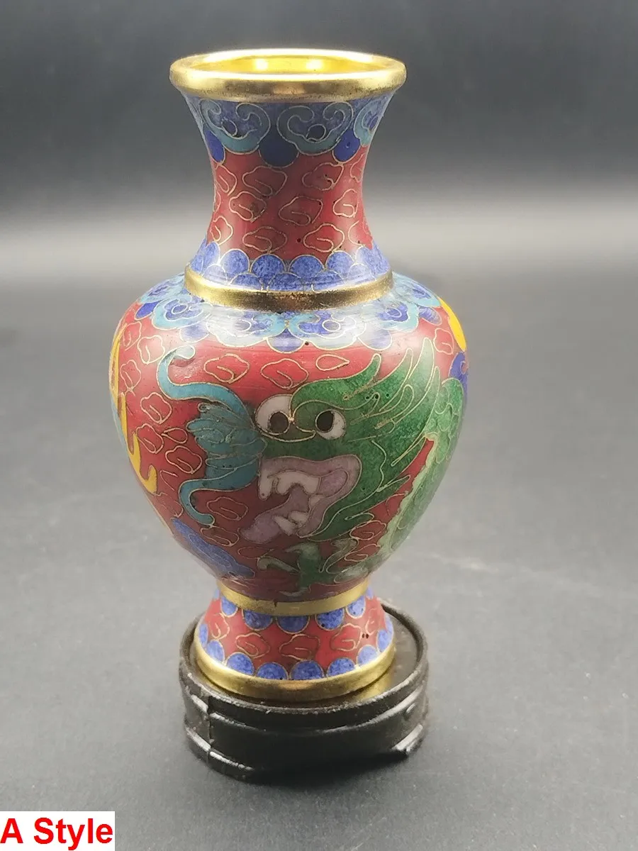 

4 Style Collectibles Chinese Dragon Patterns Cloisonne Vase