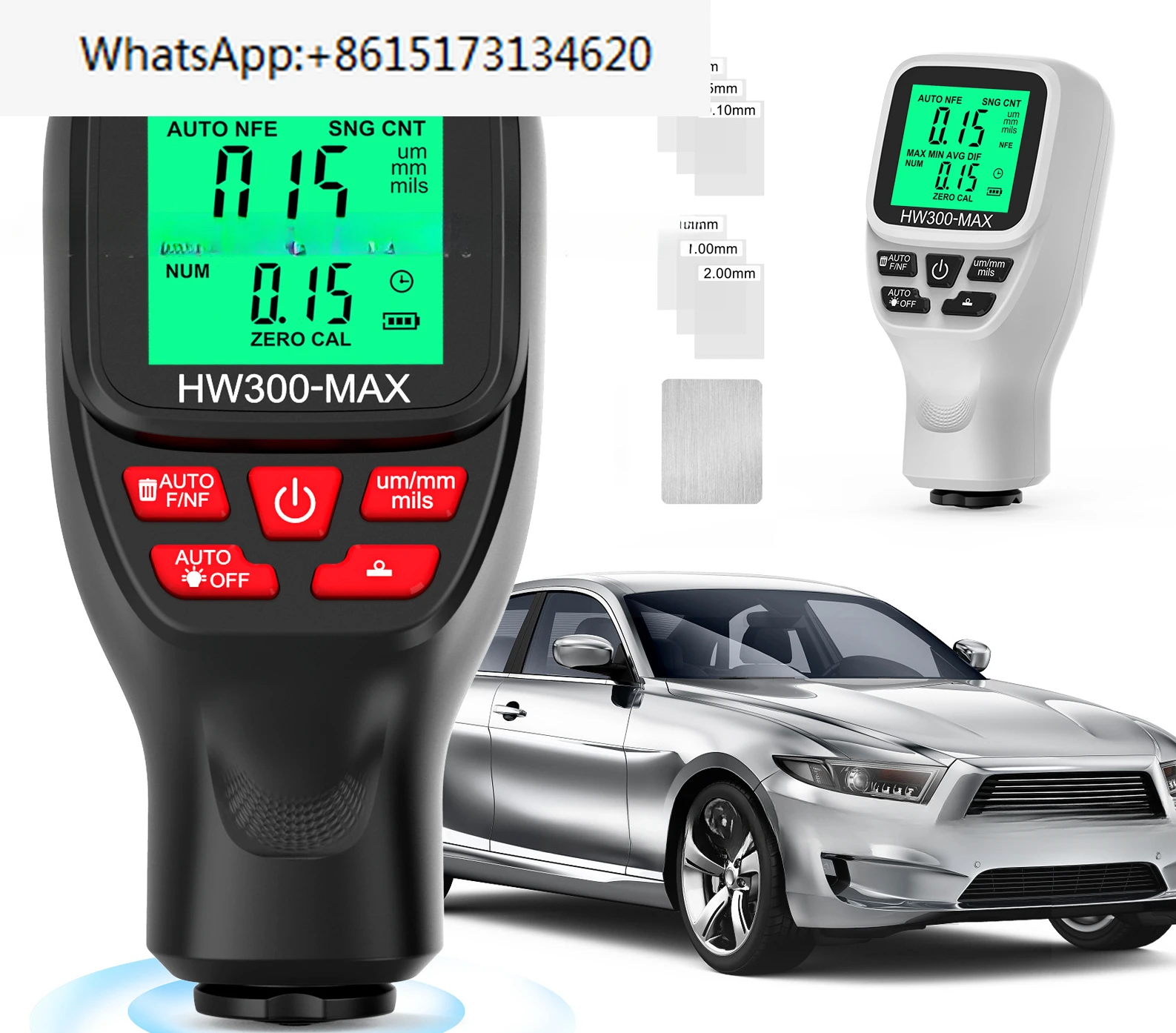 

HW300-MAX Coating Thickness Gauge, Anti-slip Paint Film Meter, High Precision Automotive Paint Powder Thickness Gauge