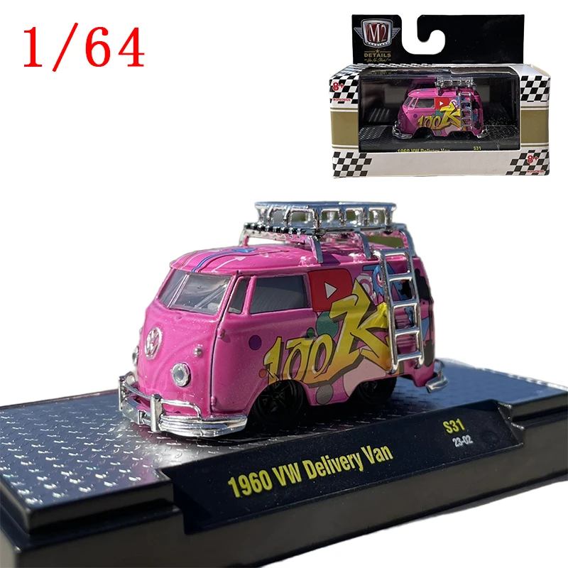 Diecast 1/64 Scale 1960 VW Delivery Van Alloy Car Model Toys Cars Collectible Ornaments Scene Display Toys for Boys