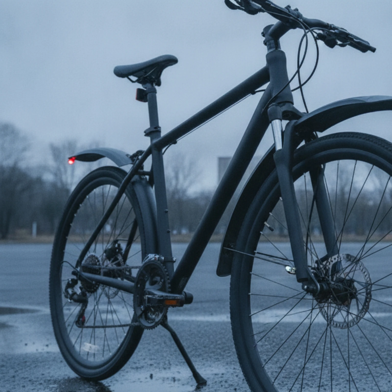 2 Pieces Bike Mudguard Pair with Rear Light Streamlined Bike Mudguard with Tail Light Fenders Tooltool-Free Mudguards