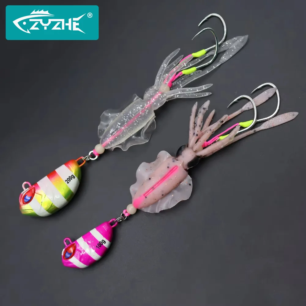 

ZYZHE 1pc New Sea Fishing Lure String Hooks Soft Octopus Bait With/Without Fishing JIG Deep Sea Fishing Lure Fakebait