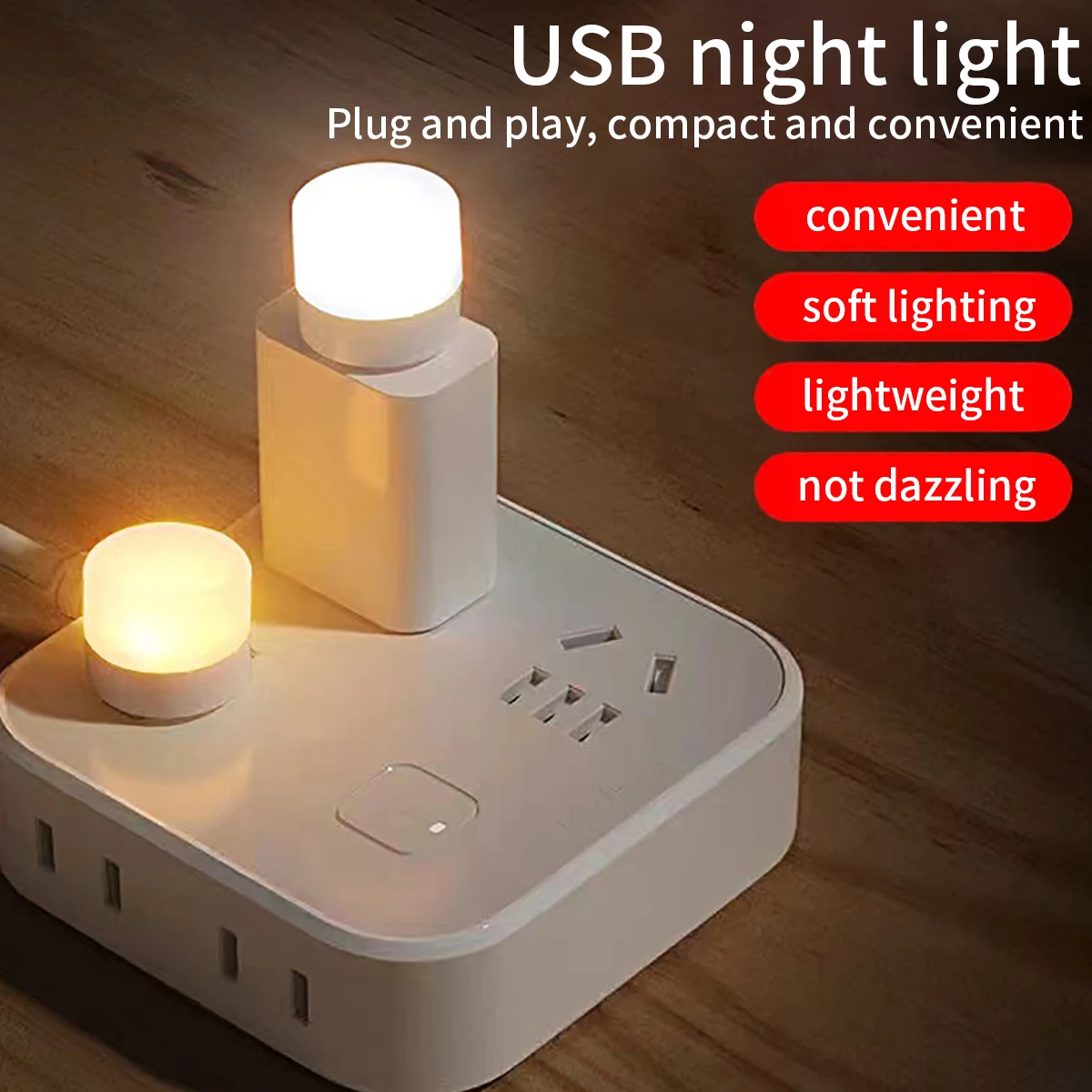 4Pcs Mini USB Night Light, Small Plug-In Led Ambient Light, USB Plug-In Night Light, Indoor Decorative Ambient Light, Suitable for Home, Living Room, Bedroom Light, Eye Protection Night Light, Bedside Lamp
