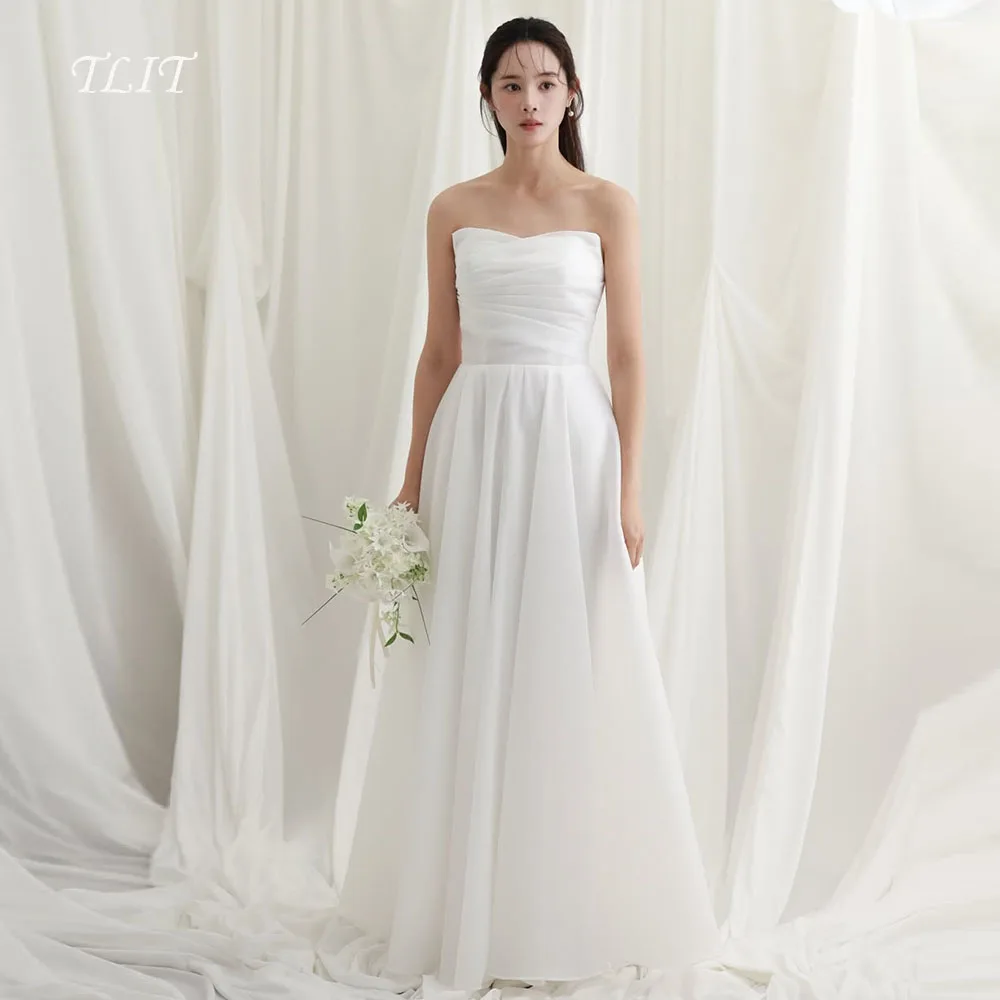 

Элегантные свадебные платья из органзы цвета слоновой кости TLIT, индивидуальный пошив, корейские свадебные платья для фотосессии, свадебные платья А-силуэта с вырезом «сердечко»