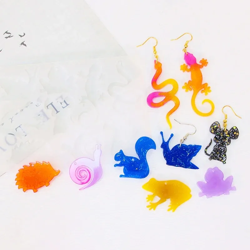 동물 귀걸이 몰드 키체인 스파이더 게코 실리콘 몰드, DIY 에폭시 송진 금형 펜던트, 쥬얼리 제작, 동물 장식 공예