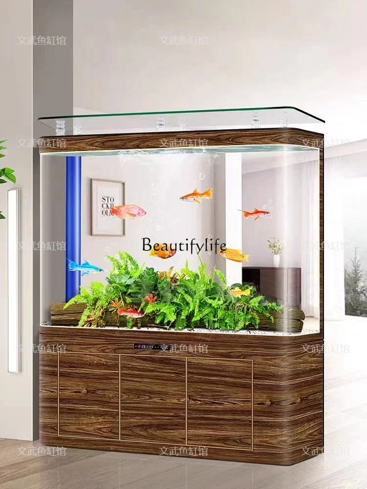 

yj9 New Hot Bending Bottom Filter Fish Tank Integrated Molding Ecological Large Fish Tank Floor-Free Change Aquarium