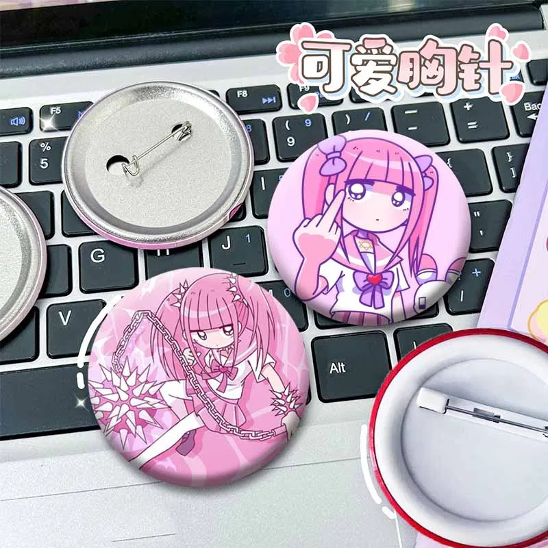 Y2K Cartoon Figure Menhera Chan Soft Button Pins Kawaii Anime Tinplate Snap-in Brooch Badge Backpack Accessories Jewelry Gift