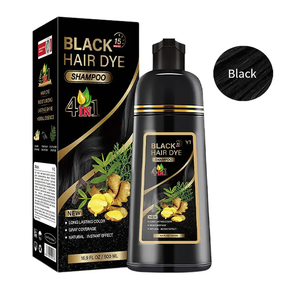 3-in-1-Sofort-Färbeshampoo, natürliche schwarze Farbe für Männer und Frauen, Kräuter-Haarfärbemittel in Braun und Lila, Haarfärbeshampoo