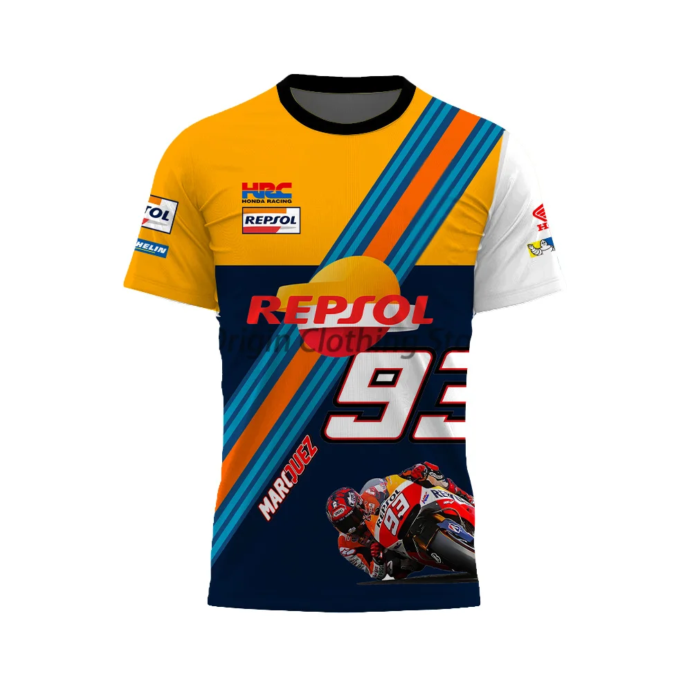 

Summer New Men's T-shirt 3D Motorcycle Race HRC Short Sleeve T-shirt Round Neck Loose Fit for GP 93 Motorcycle Riders