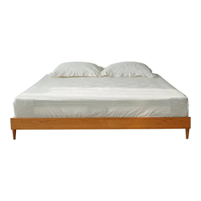 

Nordic solid wood bed 1.5 meters Japanese cherry wood tatami master bedroom 1.8 meters bed high