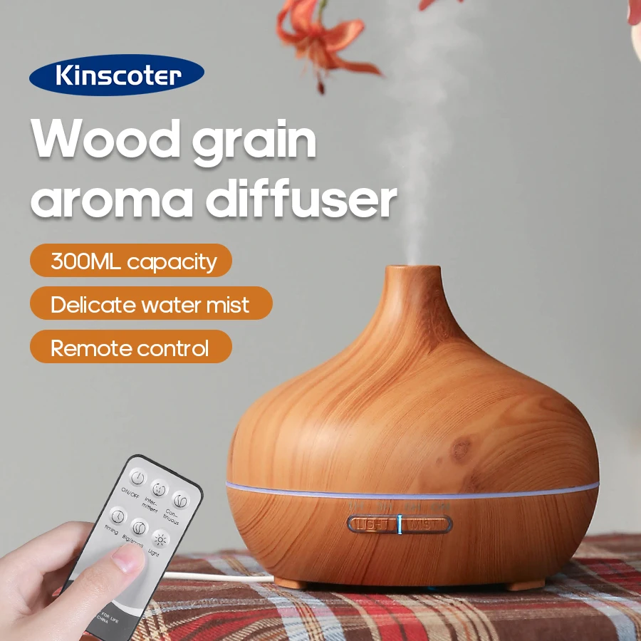 Difusor de aromaterapia con diseño de madera, humidificador USB, purificador de aire de escritorio, difusor de aroma con vapor frío/conjunto de aceites esenciales
