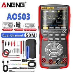 ANENG AOS03 Oscilloscope Multimeter Signal Generator Waveform Output Handheld Battery  LCD Screen Display Multimeter