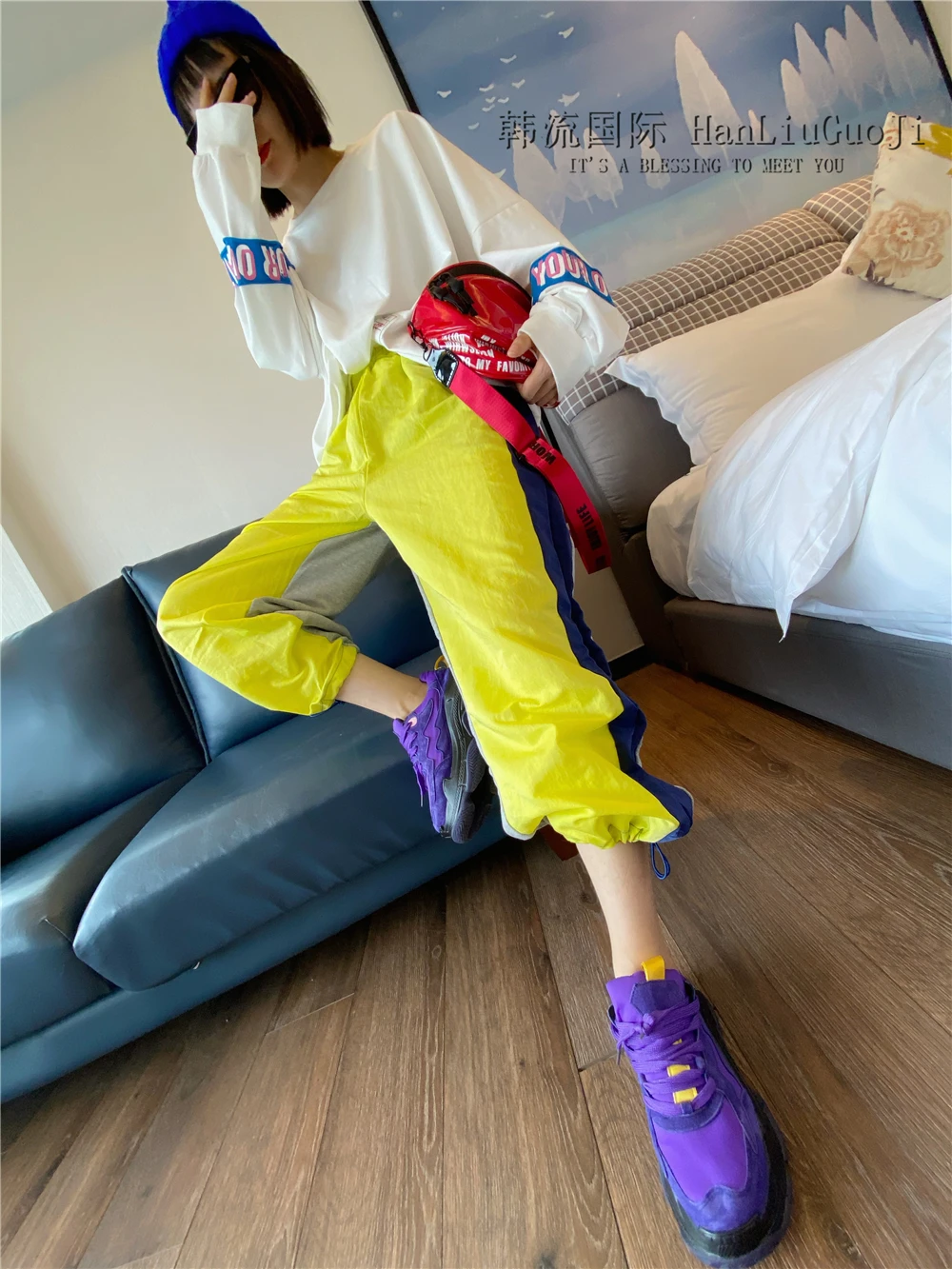 2025 Autumn New Oversized Patchwork Casual Pants Loose Stylish High Waist Jogger Slacks Versatile Straight Solid Color Trousers