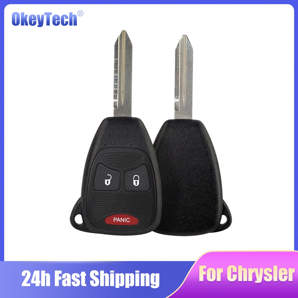 OkeyTech casing cangkang kunci mobil 3 tombol, untuk Chrysler pacica Aspen 300 Dodge RAM Caravan Jeep Commander Grand Cherokee