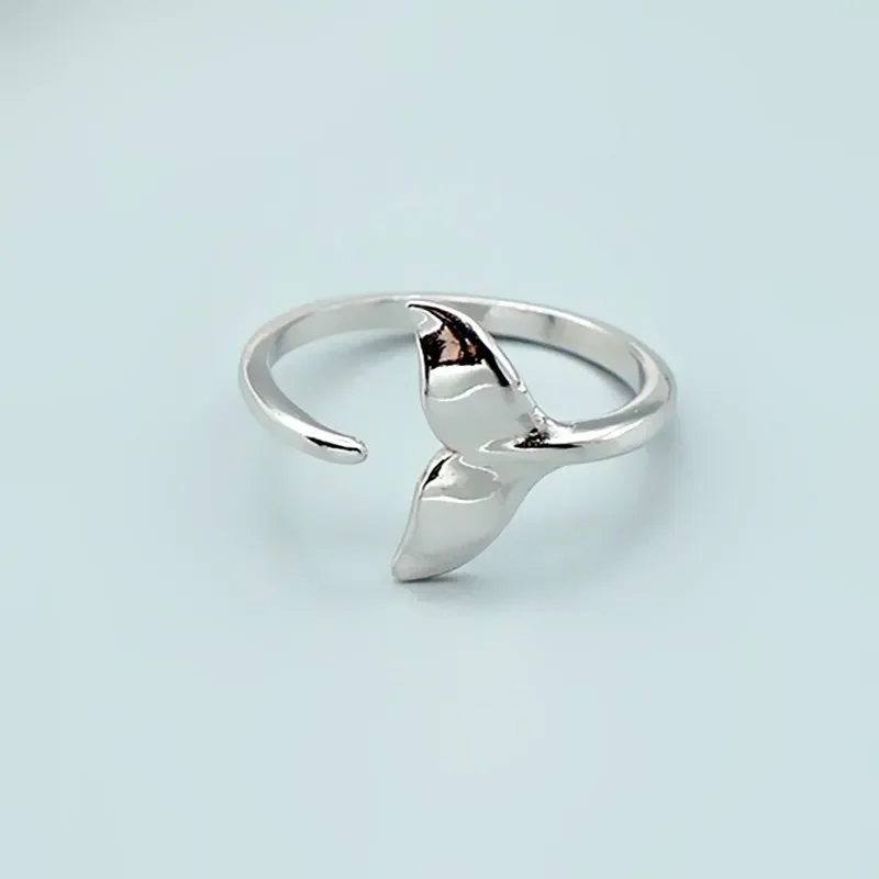 

Minimalism Fashion 925 Sterling Silver Geometric Mermaid Tail Adjustable Finger Rings for Women Girl Accessories Fine Jewelry