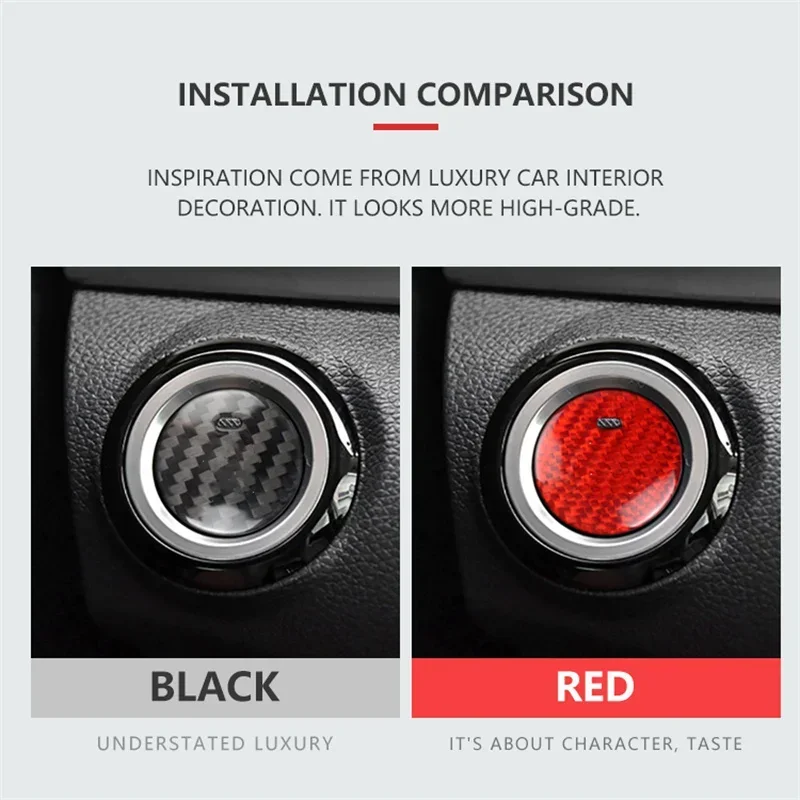 For BYD Speed Sharp Car Engine Start Stop Button Cover Real Carbon Fiber Sticker 2013 2014 2015 2016 2017 2018