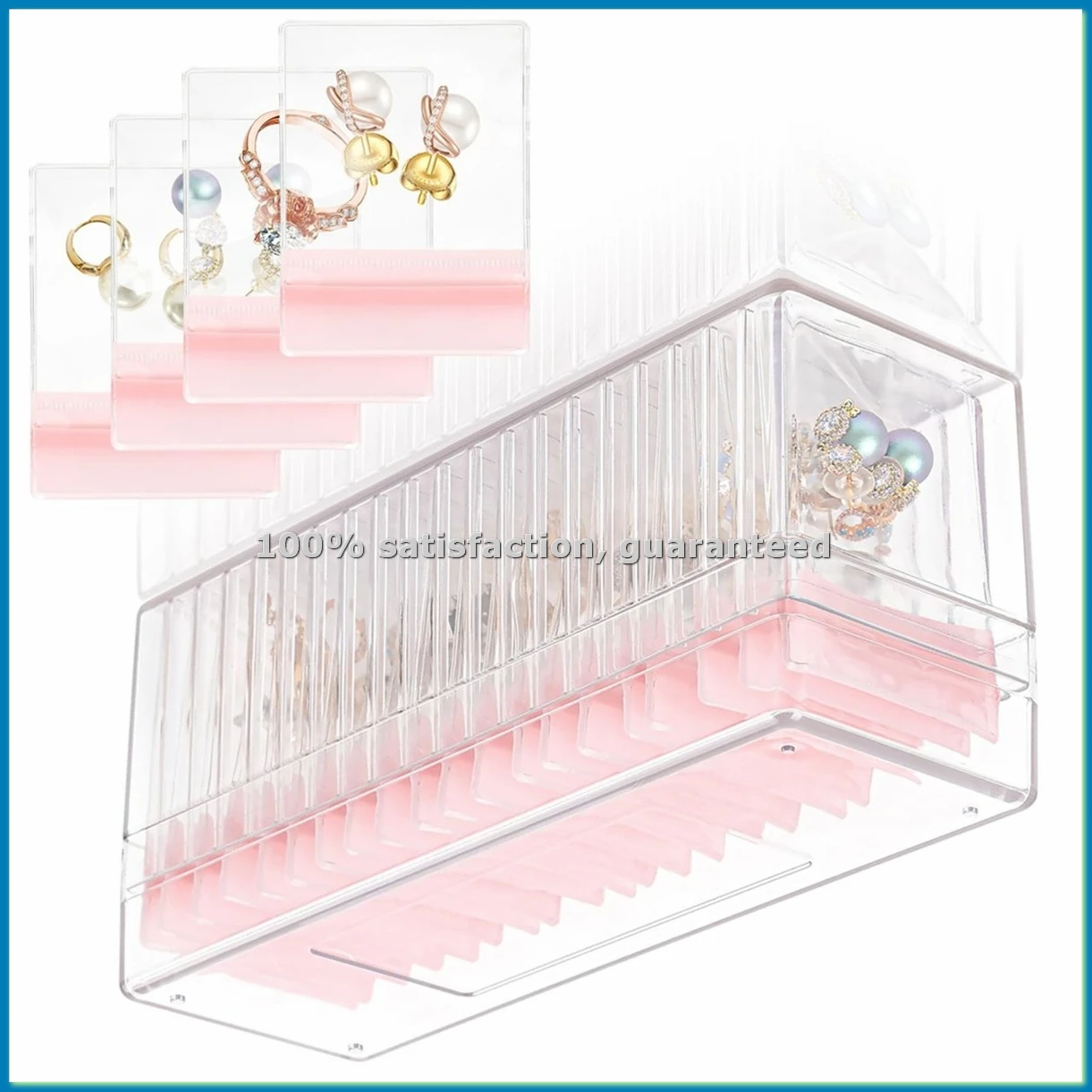 

Acrylic Jewelry Box,Clear Jewelry Organizer with 20 PVC Portable Anti Oxidizing Zipper Bags,Travel Jewelry Case-A79M