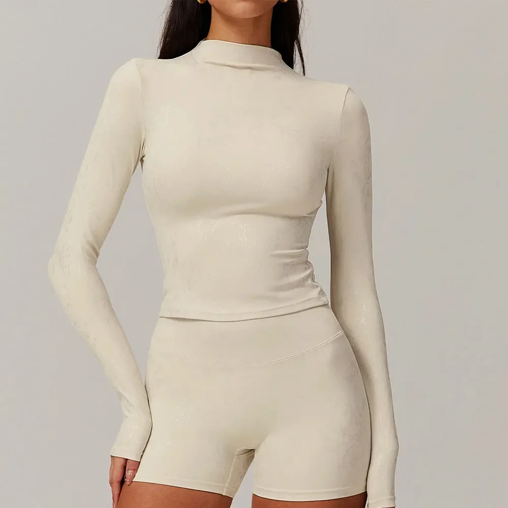 

Women Yoga T-shirts Printed Sports Top Long Sleeve Gym Workout Running Shirts Sexy Exposed Navel Quick Dry Fitness Gym Sport Wea