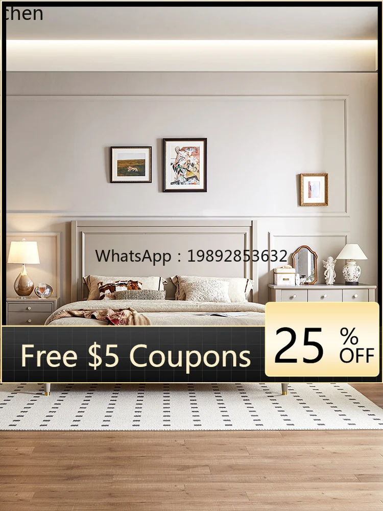 

light luxury solid wood bed 1.8 meters retro master bedroom double bed modern simple 1.5 medieval secondqueen